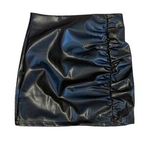 Skirt Womens Small Faux Leather Black Mini Skirt Classic PU Black Skirt OC3